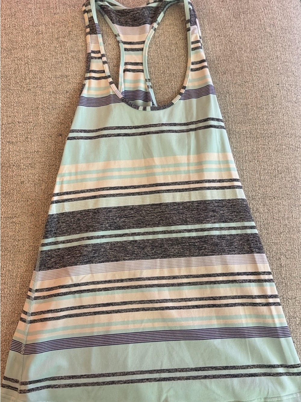 Striped Racerback Lululemon Summer Tank in White Mint and Gray